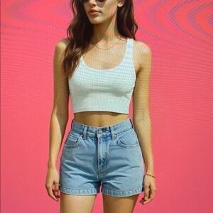 White Ribbed Crop Top